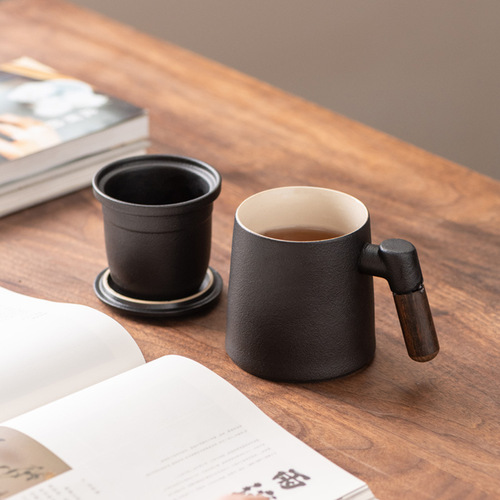 Ceramic filter tea cup tea water separation cup office mug ceramic cup wholesale cup with lid souvenir