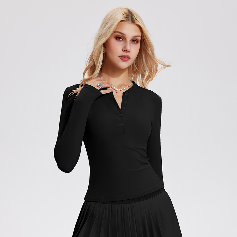 Camisas deportivas de Henry, mangas largas, desnudas, yoga, vestidos deportivos, tenis, mujeres.