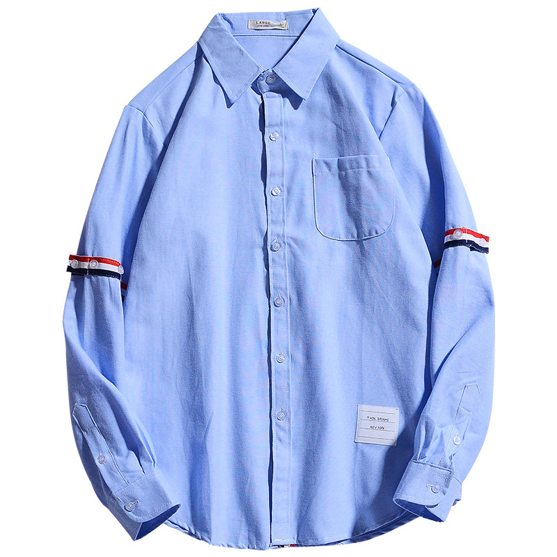 Chemise à manches longues pour hommes, tendance coréenne décontractée, belle chemise d'automne décontractée Joker, manteau à doublure blanche, pouces._voghion.com