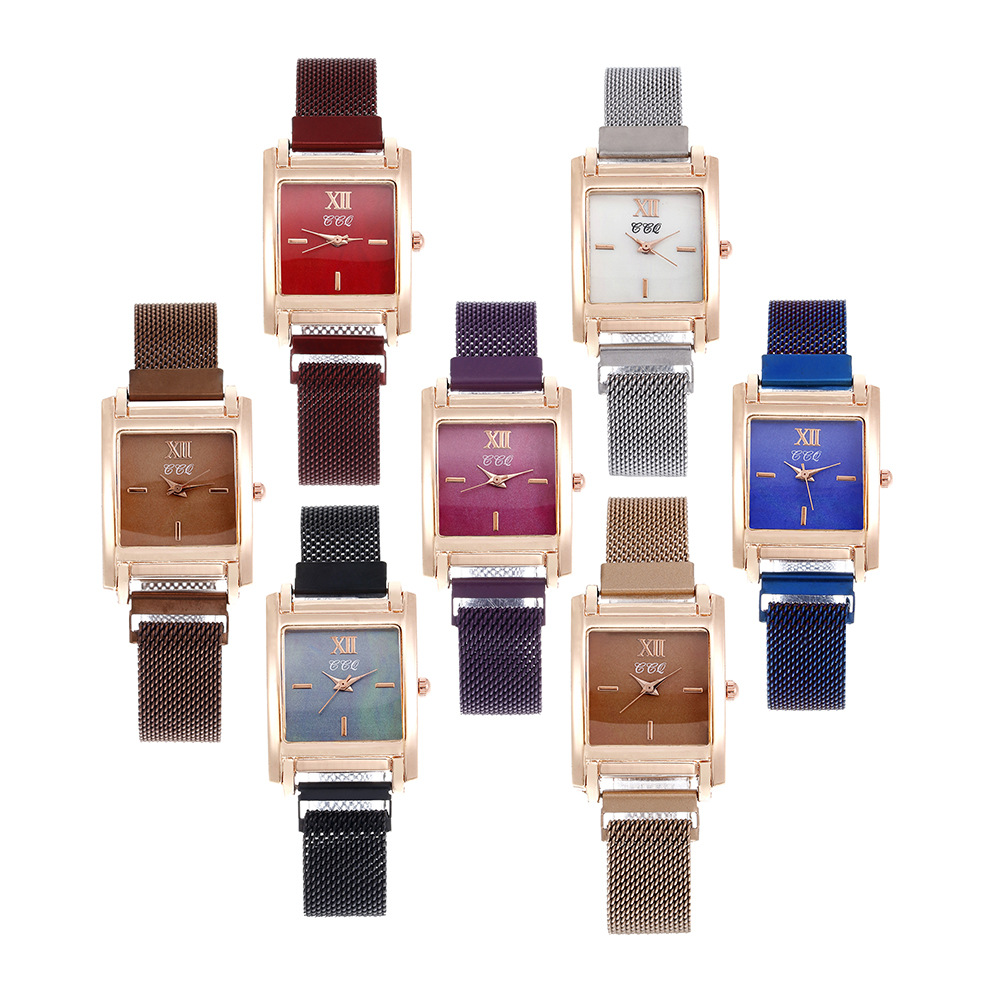 New fashionable and minimalist square small dial, popular on the internet, trendy magnetic buckle, mesh strap, quartz_voghion.com