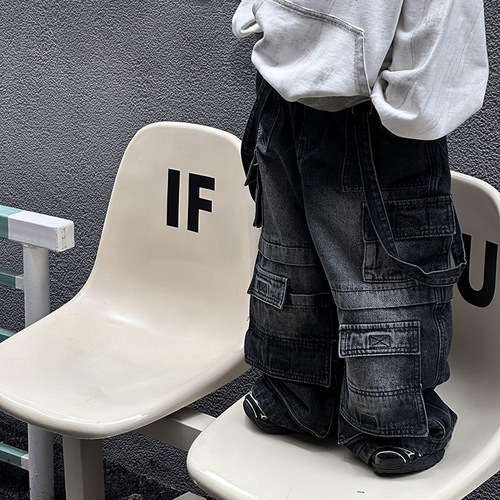 Boys' Han Style Trendy Denim Jeans 2025 Autumn New Children's Fashion Loose Pants for Young Children Spring and Autumn Long Pants