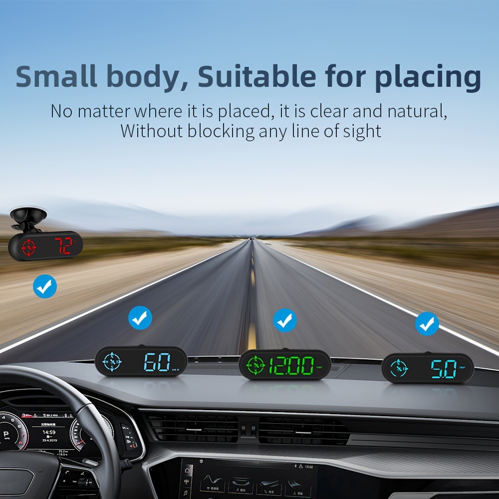 Cross-border Color-Changing Light Car HUD Head-Up Display Device with GPS Multifunctional Compass, Time, and Speedometer