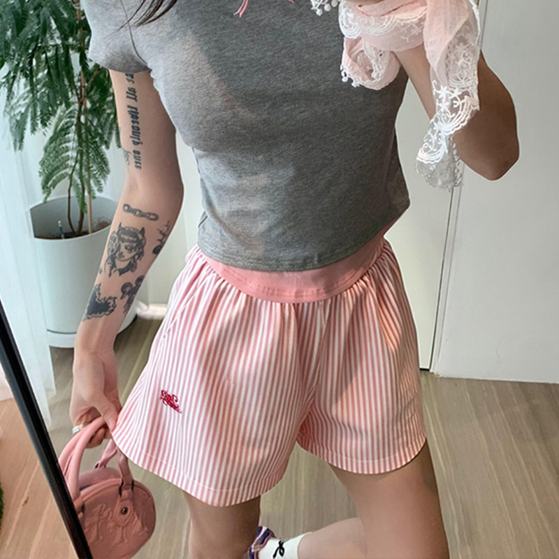 Striped Wide-Leg Shorts for Women, Summer Thin Style, 2026 New Model, Plus Size, Slimming, Casual Sports Hot Pants