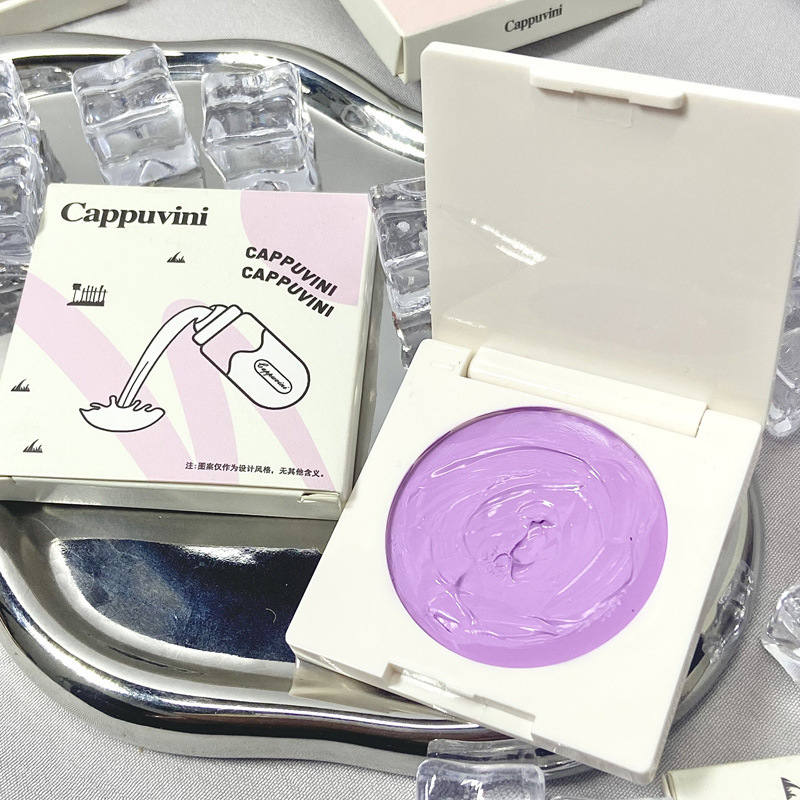 Cappuvini cream blush, matte highlight contour, bare makeup, natural blush, purple tone brightening, enhancing complexion, single-color blush