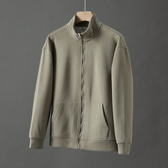 Fashion Stand Collar Cardigan Sweatshirt for Men, New Spring and Autumn 2025, Simple and Versatile Loose Sports Jacket with Zipper