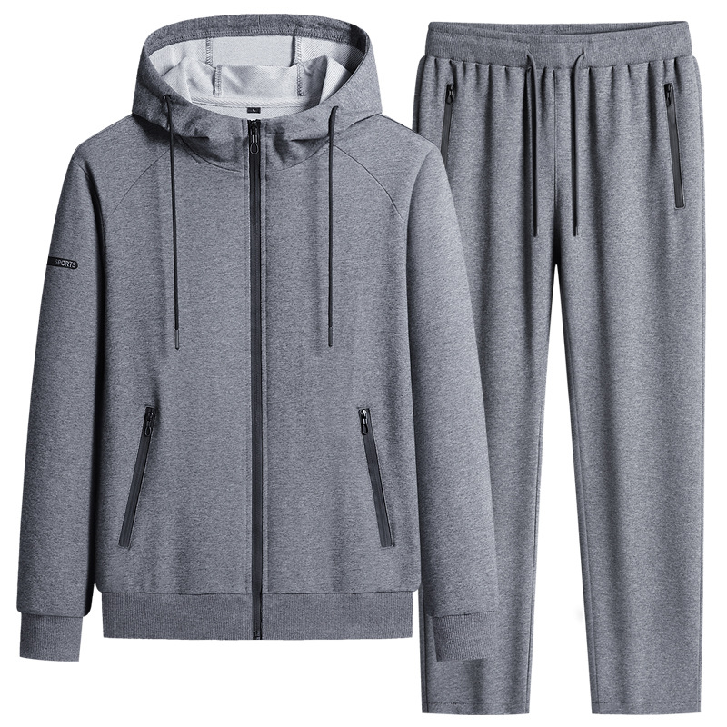 Suéter transfronteriza de primavera y otoño con capuzas de dos piezas de algodón puro juego deportivo casual para correr abrigo de ropa deportiva casual