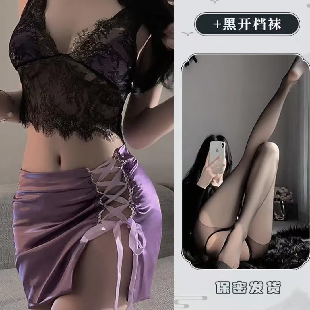 보라색 [슈트+검은색 오픈삭스]