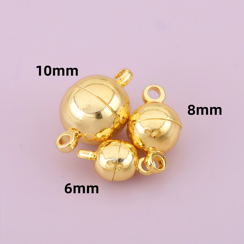 14K Gold Color-Preserving Magnet Buckle, Glossy Ball Magnetic Buckle, Pearl Necklace Bracelet Magnetic Buckle DIY Jewelry Buckle