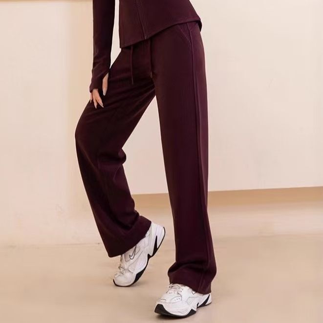 高级感运动服瑜伽服套装女秋冬季立领开衫高腰阔腿休闲裤两件套|undefined