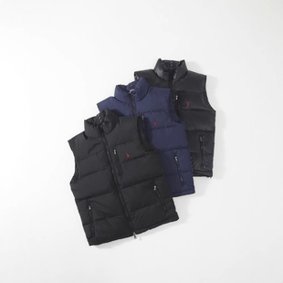 High Version RL Raff American Style Casual Down Vest Windproof Warm Duck Down Sleeveless Vest Embroidered Thick Jacket