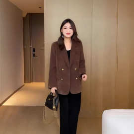 2025春秋新款韩版复古西装外套女宽松显瘦气质减龄外套亮闪西服女