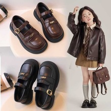 女童鞋子儿童公主小皮鞋2025春秋款新款春季宝宝单鞋乐福黑色洋气