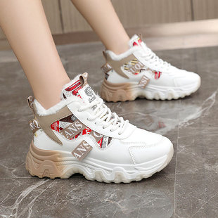 ZY7826 New 2024 Autumn and Winter Warm Martin Shoes High-top Women's Shoes Cotton Shoes fleece-lined Student Wear-resistant Thick Sole