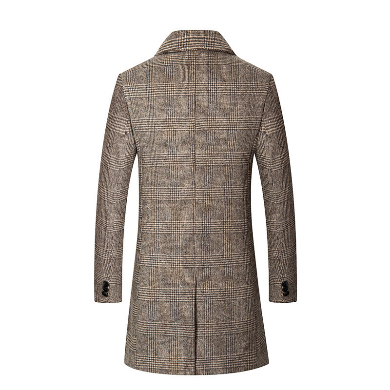 2024 autumn and winter European size thick cotton plaid woolen coat, medium to long windbreaker, slim fit top jacket_voghion.com