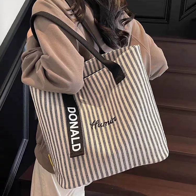 Summer shopping bag, capacious linen bag one shoulder