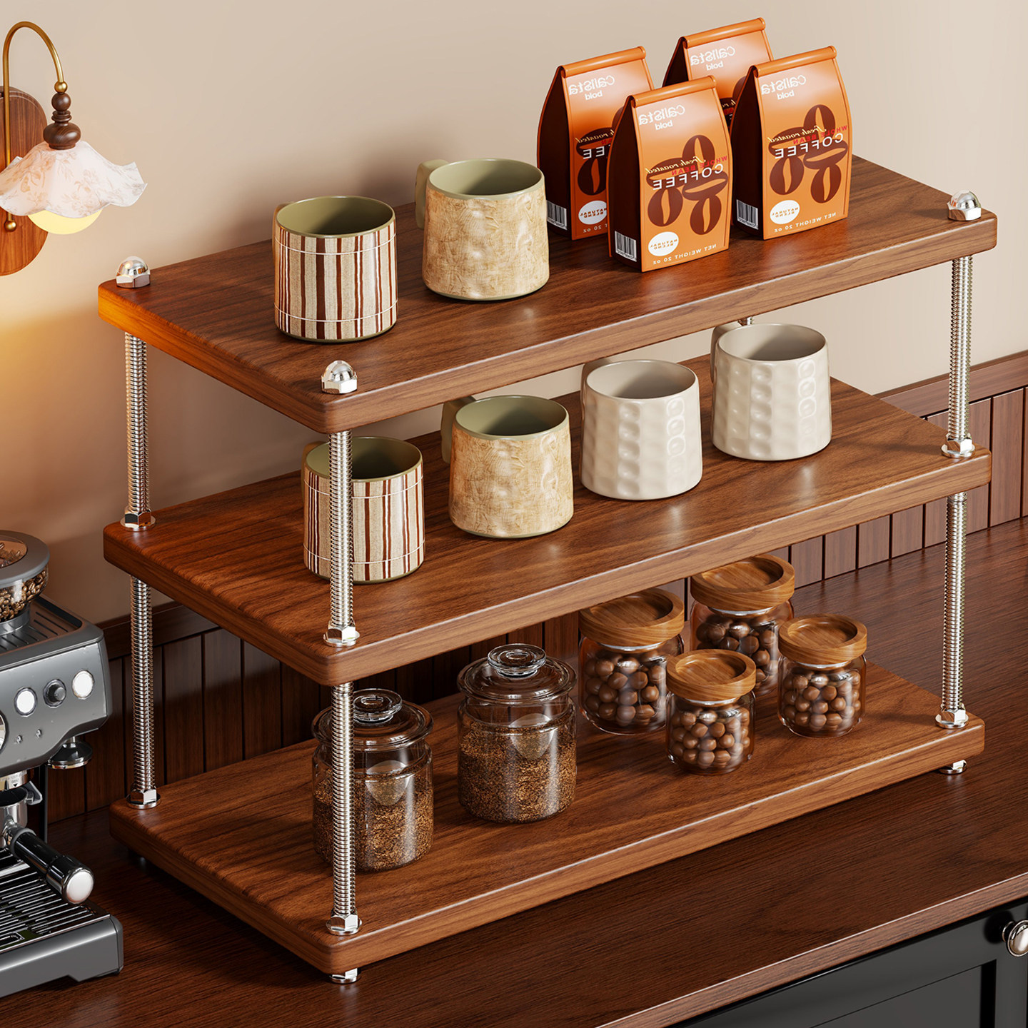 Organizador de Tazas de Escritorio Multicapa Ajustable para Mesa