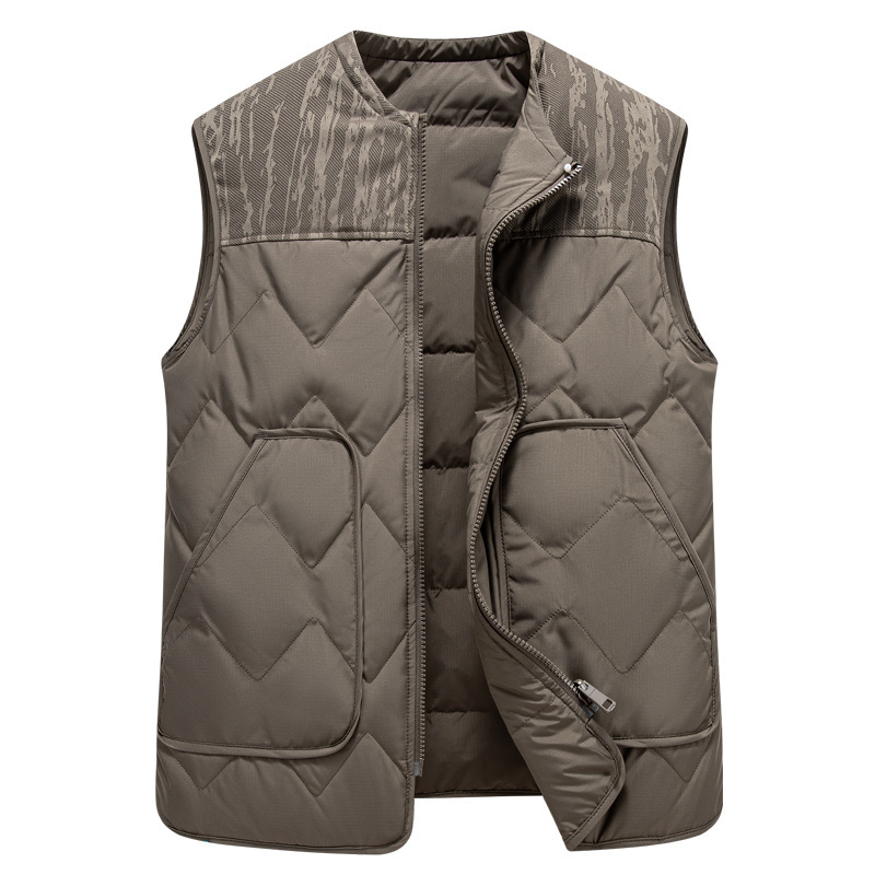 [90 Duck down] 2025 Winter Middle-Aged and Elderly Reversible Vest down Jacket Men's Warm Dad Jacket