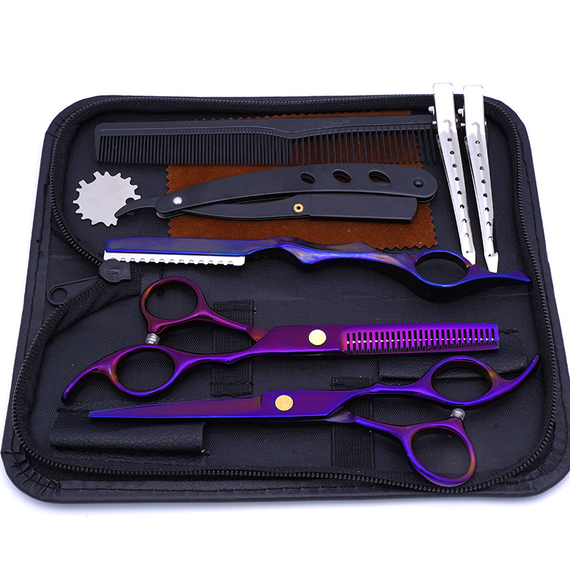 Directo de fábrica de acero inoxidable tijeras del pelo estilista de pelo especial tijeras planas pelo roto fino diente tijeras hogar corte de pelo