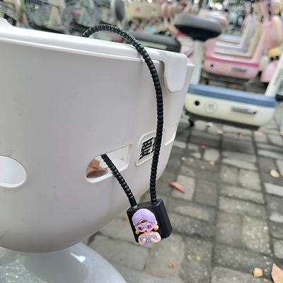 Helmet lock – [Fang language] electric battery car - 38cm-thick-steel-cable-rope-key-style-black-purple-rich-woman
