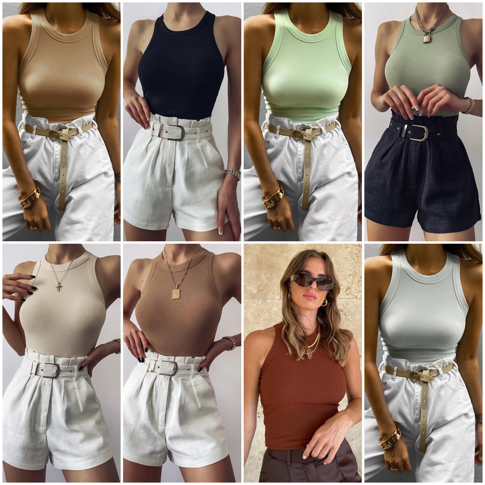 summer short sexy bra top with a round collar sleevless