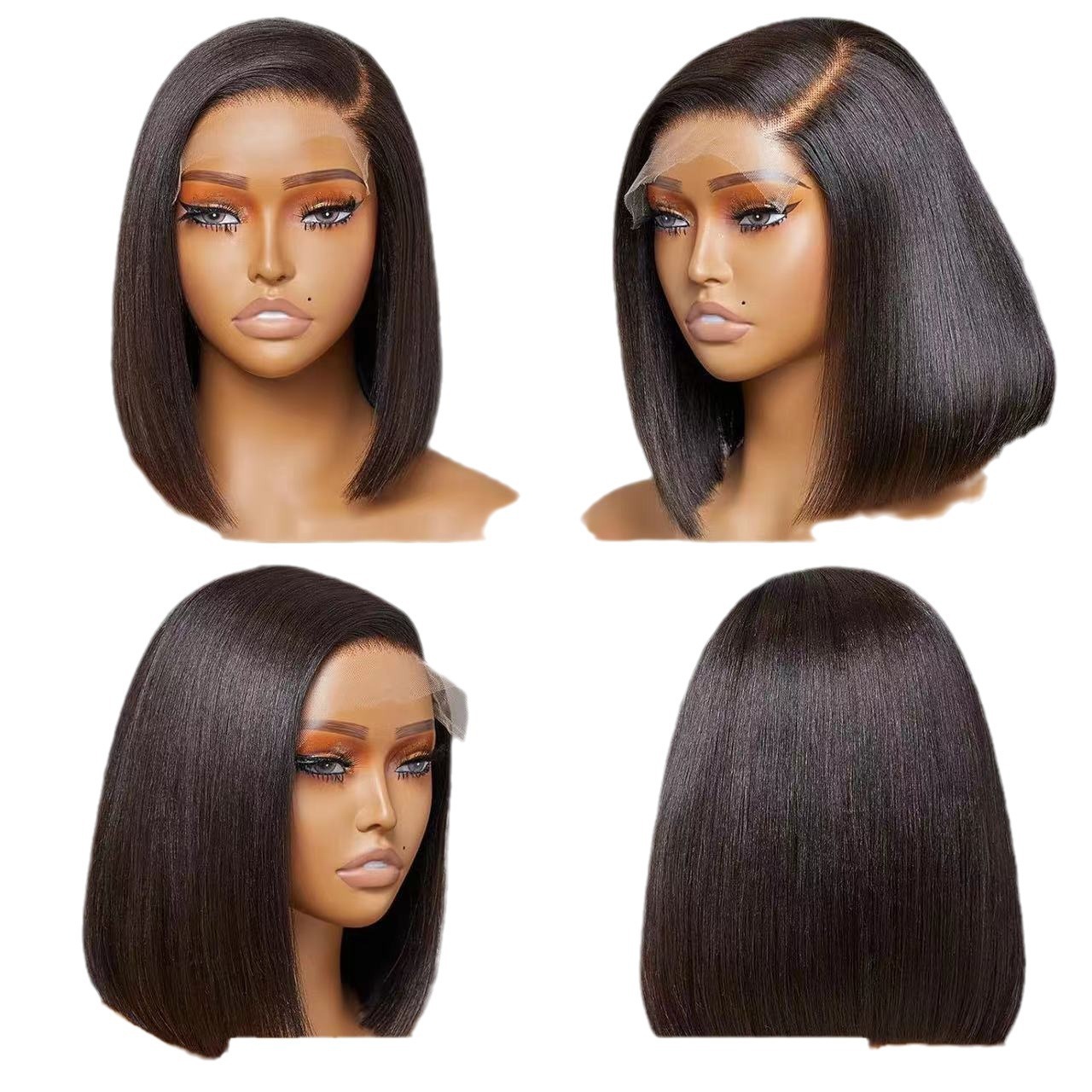 Amazon nuevos productos Europeos y estadounidenses pelucas de cabello corto y recto para mujeres negras bobbing cubierta de cabello corto y recto cubierta de cabello