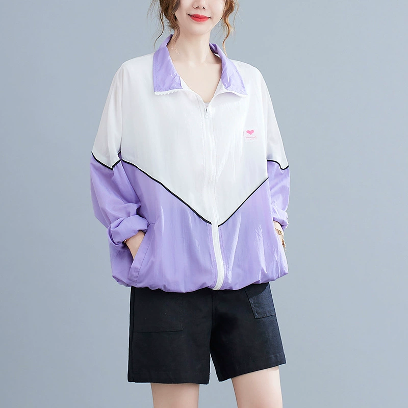 Extra large sun protection clothing with zipper, plus size