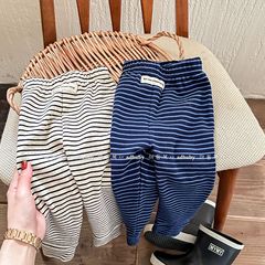 2024 Spring Children's Clothing New Girl's Spring Striped Leggings 9-inch Pants Children's Pants 123078