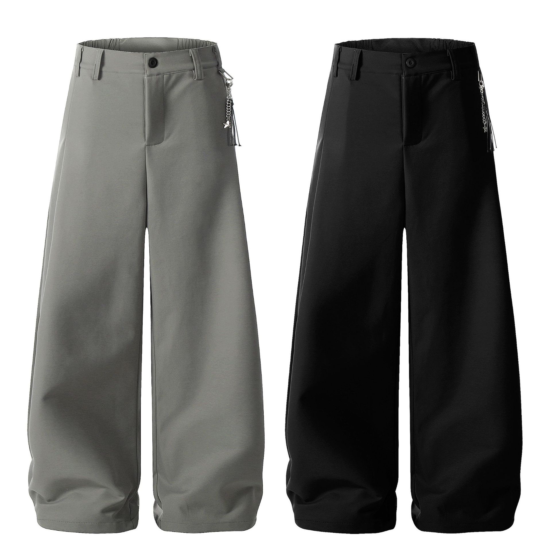 Eon Modish 2025 Spring New Real Shot American Retro Simple Loose Scimitar Casual Pants