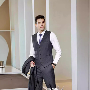 Fashion Youth Striped Suit Vest Men's Summer Commuter Business Casual Slim-fit Slimming Vest