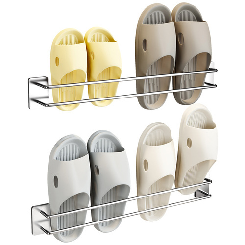 Bathroom slipper rack wall-mounted bathroom storage rack storage rack punch-free toilet household stainless steel rack
