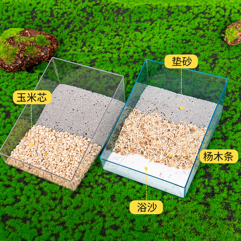 Hamster Toilet Bath Room Goldfish Bear Bathroom Supplies Acrylic Full Transparency Large Size Toilet Dual Purpose Bath Sand Urine Sand Pan