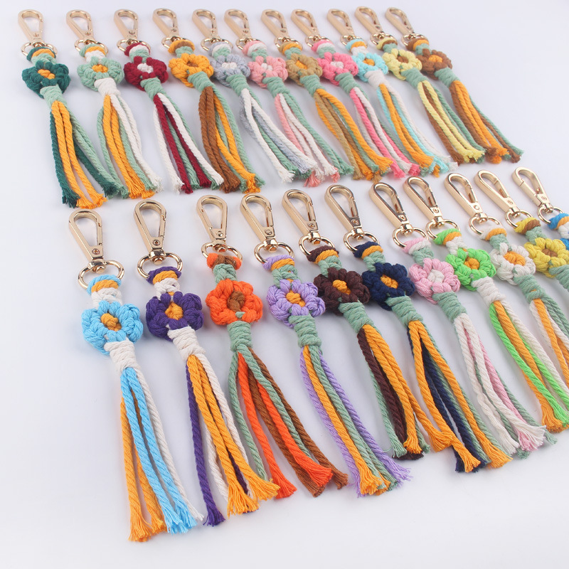 3 PCS Multicolor Ice Silk Tassel Pom Pom Keychain Bulk Large Rex