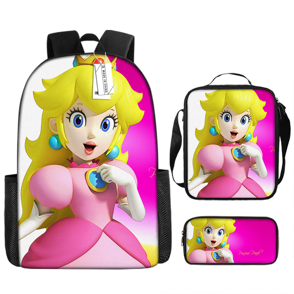 Mochila escolar de Super Mario – con estuche y bolso, diseño animado para niños y niñas