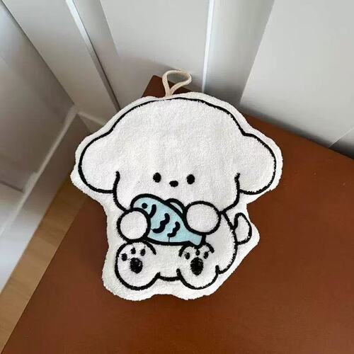 Factory wholesale coral velvet kitchen hand towels, hanger-style, water-absorbent, soft children's handkerchiefs