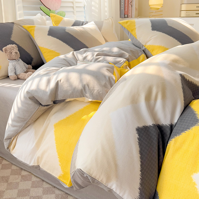 Ropa de cama de algodón americano de cuatro piezas Invierno 100 sábanas de algodón Funda de edredón Funda de edredón Juego de tres piezas 2025 Nuevo 4