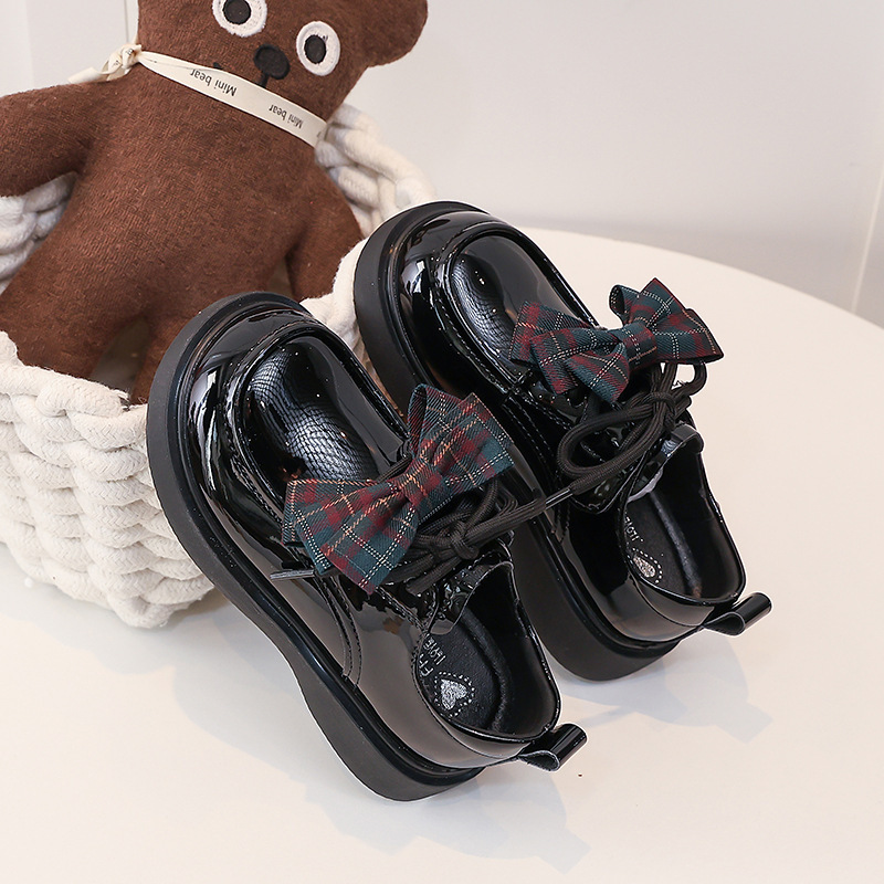 Zapatos de lazos de arco para niñas zapatos de estilo británico de moda para niñas zapatos de Lefour zapatos casuales de cuero esmaltado image 7