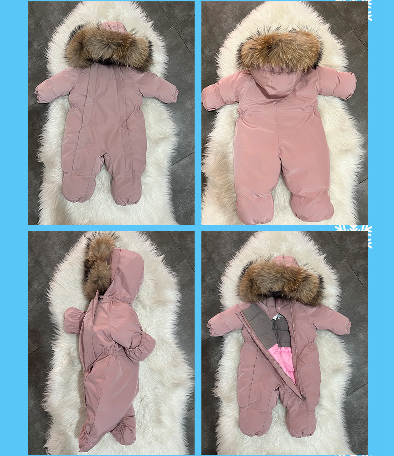 Kinderkleding plus fluwelen en verdikte katoenen jas mode capuchon jongens en meisjes jumpsuit katoenen jas_voghion.com