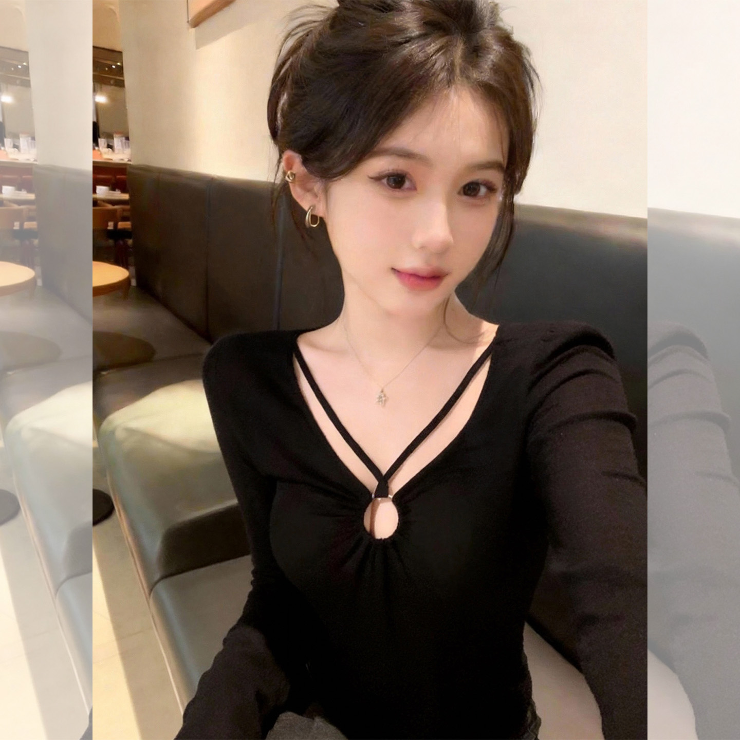 御姐轻熟绝美衣女6春季新超看修身显瘦黑色长袖打底T恤