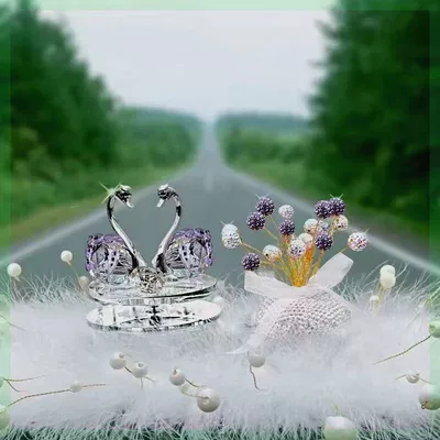 Car ornaments — Ornaments Solar Rotating Crystal - solar-rotating-purple-swan-gypsophila-large-pearl-feather-cushion