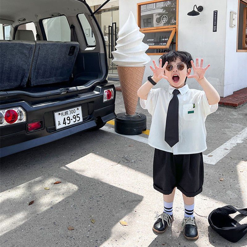 [99% favorable rating] boys' summer clothing 2025 handsome boys and children's clothing Korean A casual shirt dress