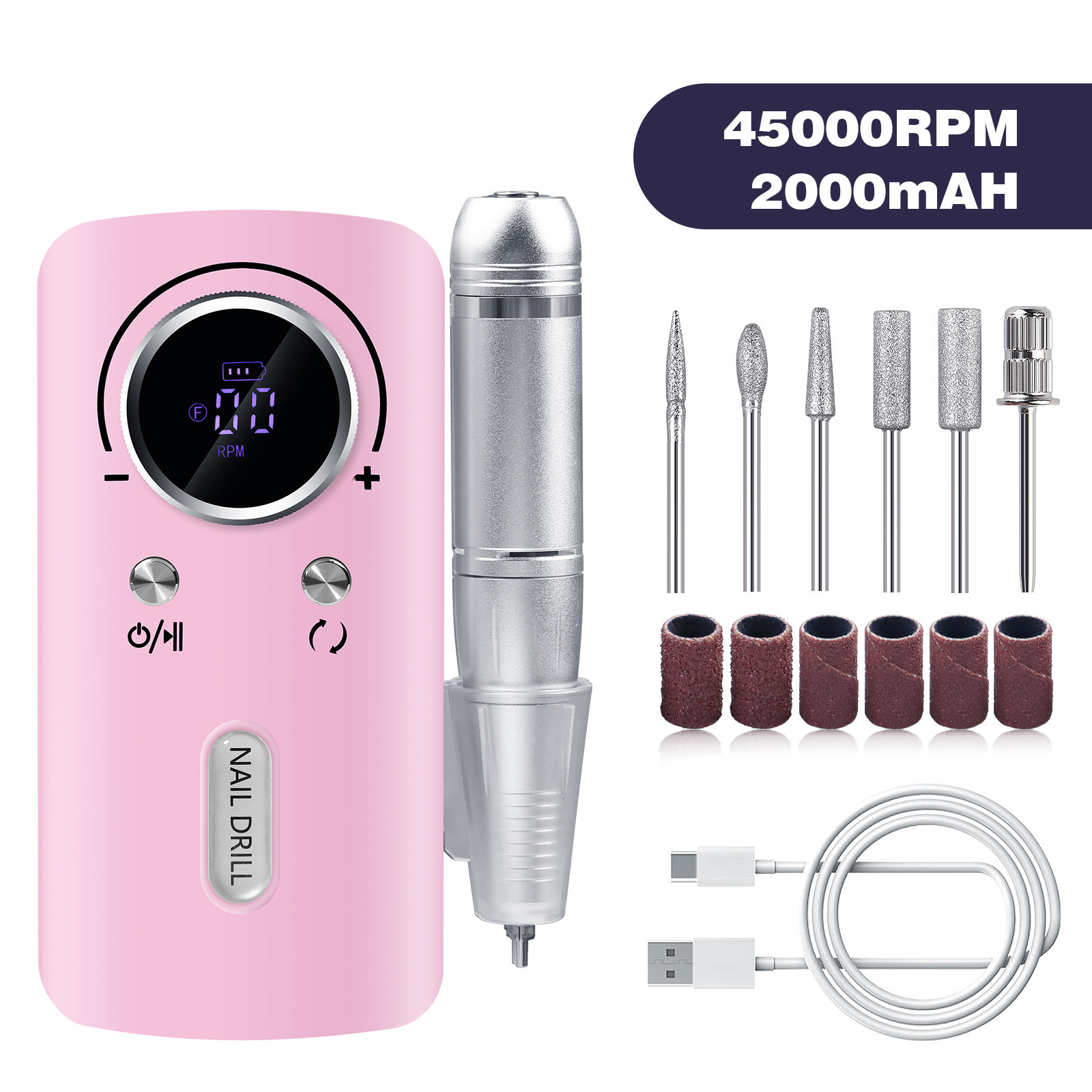 Transfronterizo nuevo V6 profesional de uñas amolador de uñas 45000 rpm almacenamiento de energía amolador de uñas eléctrico portátil