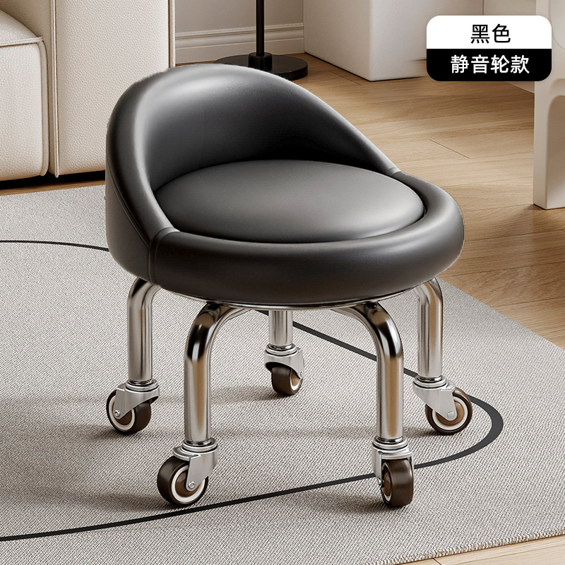 Rueda universal taburete pequeño polea doméstica taburete redondo pedicura banquete baños bajos banquetes para bebés banquetes de cambio de zapatos silenciosos multifuncionales