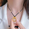 Protective amulet with bow, buckle, gold-plated woven pendant, necklace for princess, golden color