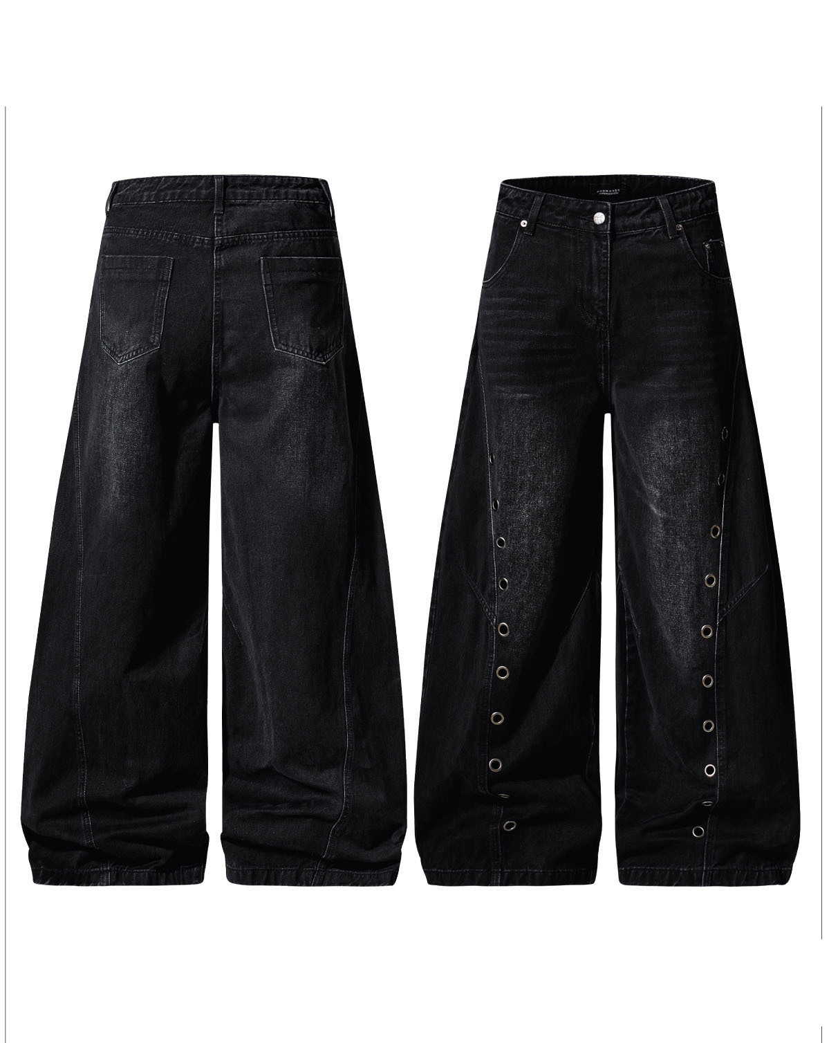 Herren Darkwear Jeans Mit Metallring Und Used Look Weit Geschnitten_voghion.com