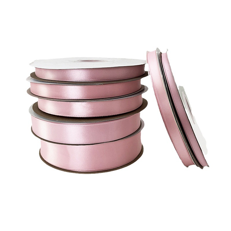 0,6-4CM de ancho rollo cinta rosa claro regalo al por mayor flores pastel de frutas embalaje cinturón de poliéster