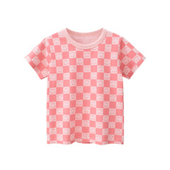 2024 new summer children's clothing wholesale Korean style children's short-sleeved T-shirts girls' smiling face printed tops for children