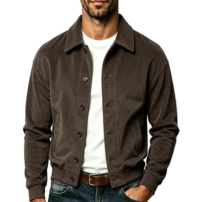 Cross-Border American-Style New Large-Size Men's Long-Sleeve Corduroy Jacket with Pockets and Turn-Down Collar, 280g, Wholesale Supply Cross-Border American-Style New Large-Size Men's Long-Sleeve Corduroy Jacket with Pockets and Turn-Down Collar, 280g, Wholesale Supply