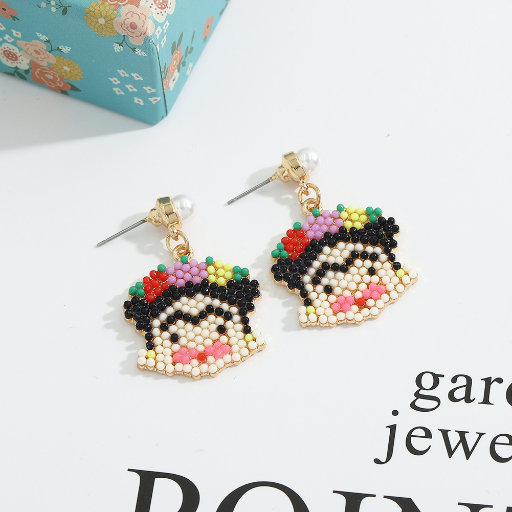New Alloy Inlaid Rice Bead Earrings display picture 11