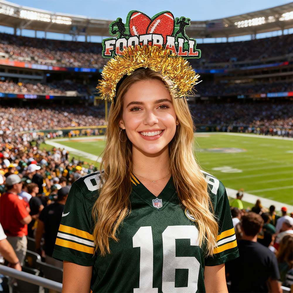 Transfronterizo nuevo Super Bowl rugby tema de fútbol americano fiesta de cumpleaños decoración de tiras de color cabeza de cinturón hebilla de cabeza