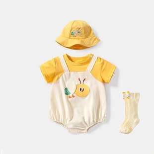 Summer Baby Short-Sleeved Jumpsuit, Cute Newborn Baby Clothes, Thin Baby Clothes, Summer Clothes